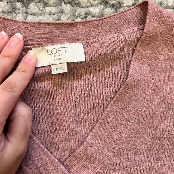 Loft outlet Pink V Neck light‎ Sweater - Picture 3 of 5
